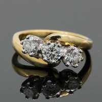 Złoty pierścionek z diamentami trylogia stare szlify 1ct 18K
