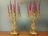 Candelabros em Bronze Francês de 9 Lumes