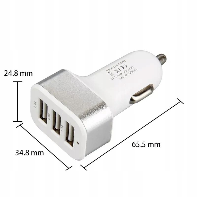 Ładowarka samochodowa 3xUSB 3.1A - Szybkie ładowanie
