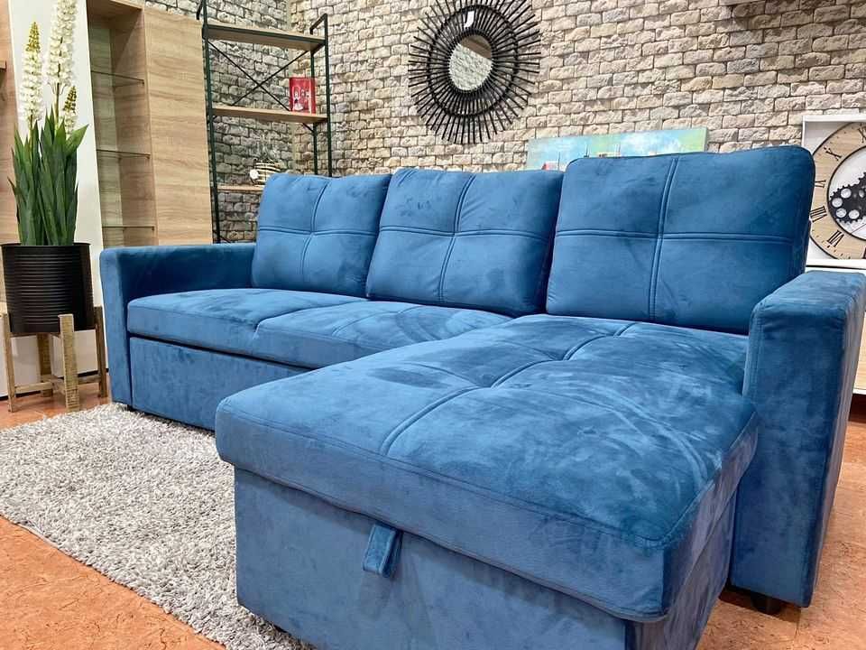 LIQUIDAÇAO TOTAL SOFÁ-CAMA AZUL COM ARRUMAÇAO ENVIO  GRÁTIS