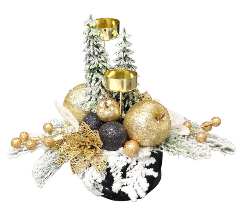 Stroik świąteczny Boże Narodzenie dwustronny czarno złoty  B298