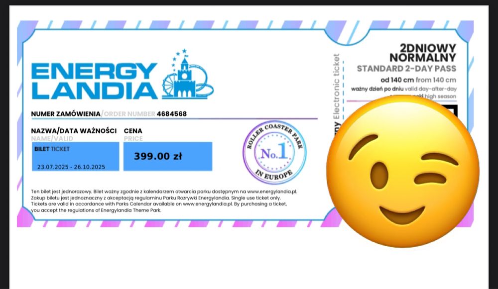 Energylandia bilet dwudniowy do 26.10