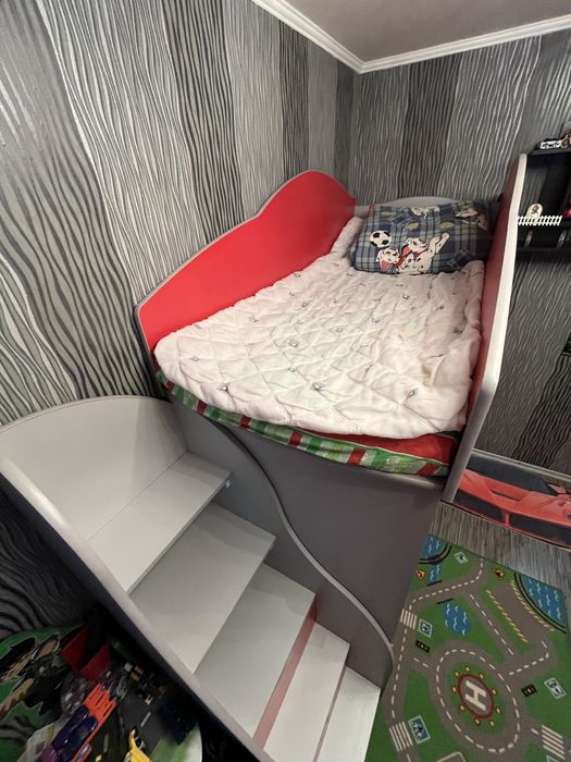 Ліжко машина двоповерхова Феррарі + матрац