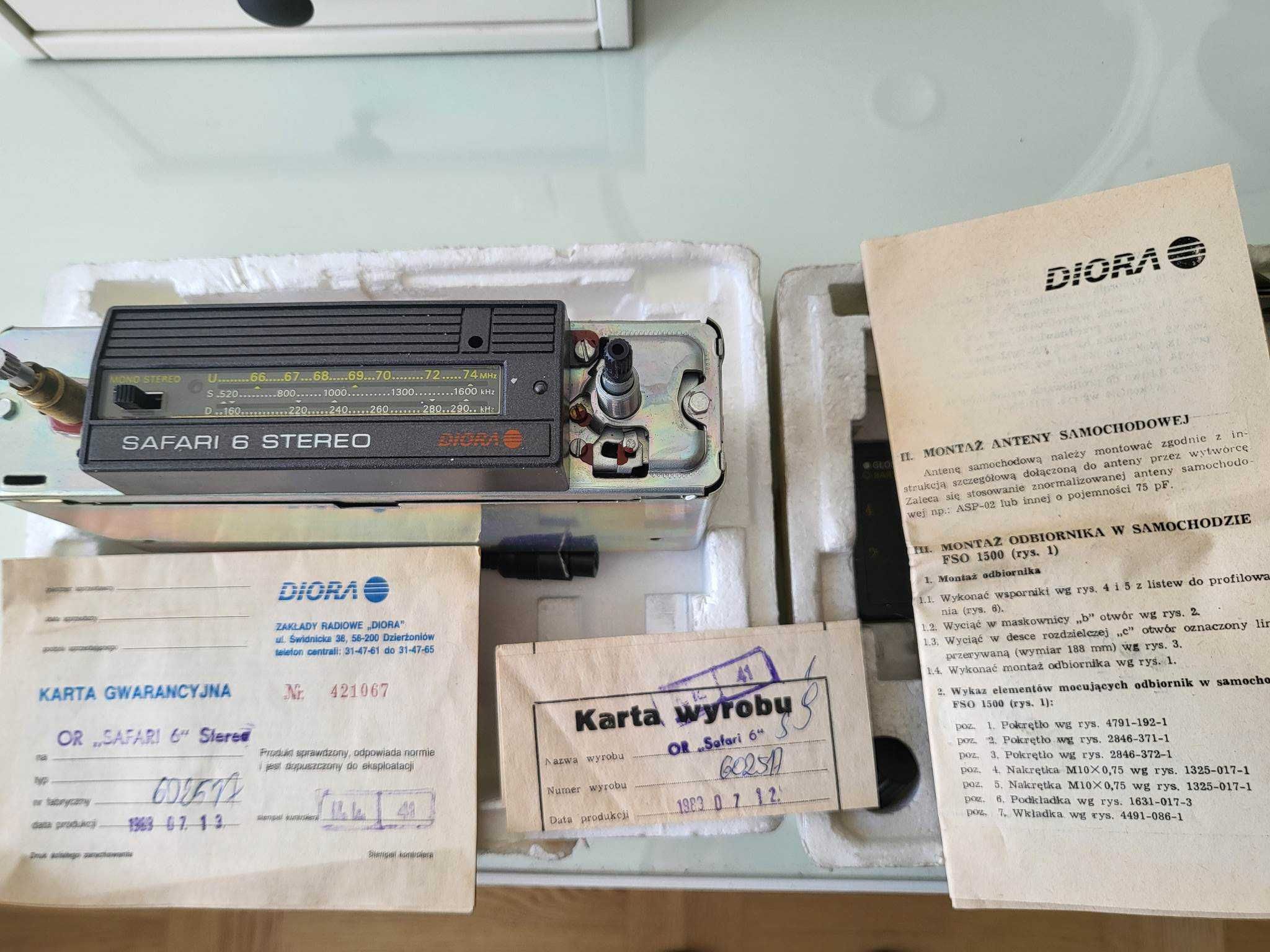 Radio samochodowe Safari 6 stereo (unikat PRL) nieużywana
