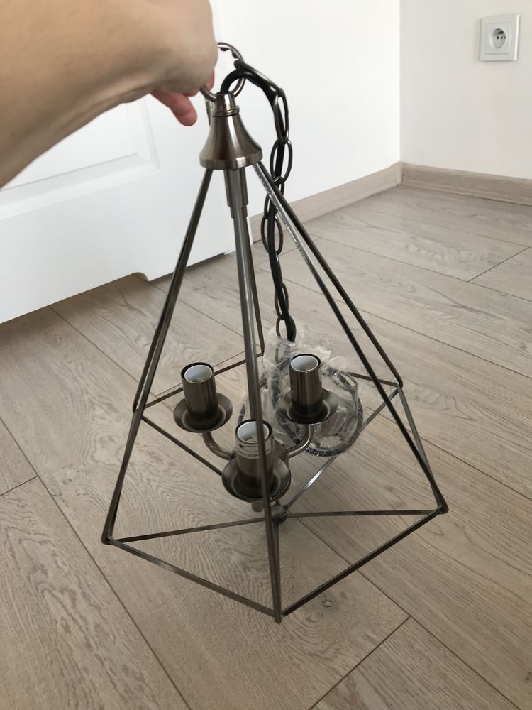 Lampa wisząca SEARCHLIGHT DIAMOND 3, nikiel, farmhouse, loft, diament