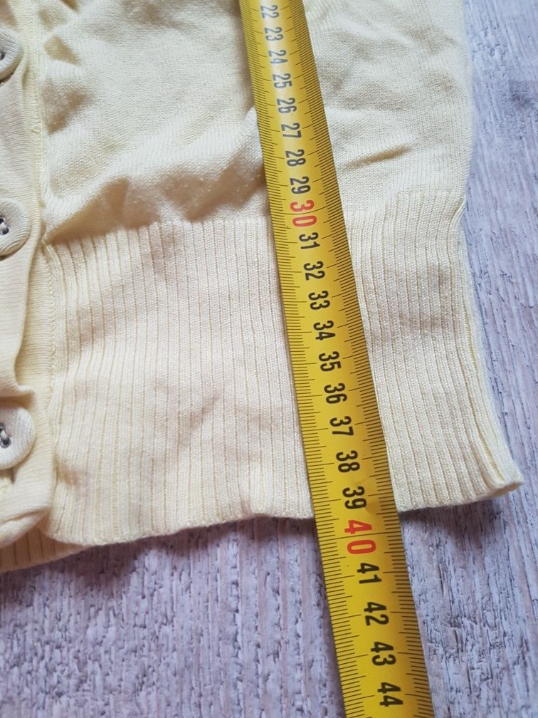 Żółty krótki sweterek krótkim rękawem,  bolero YD r. 140