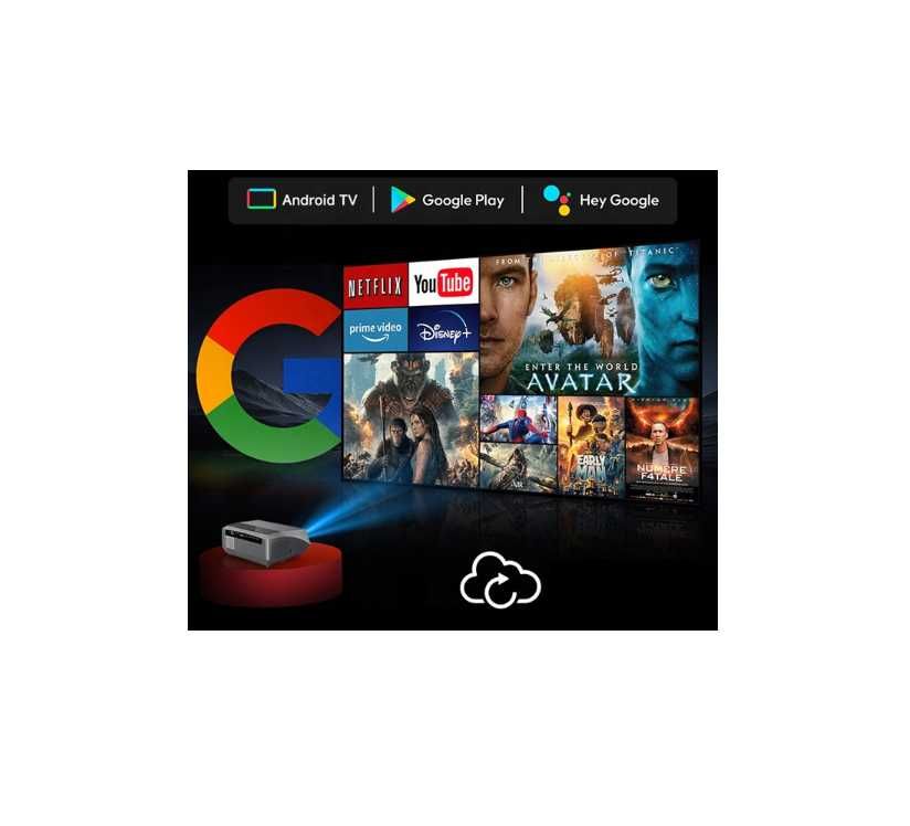 Projektor A9G 1550Ansi AndroidTV 11 FullHD 4K Dolby WIFI 6 BT
