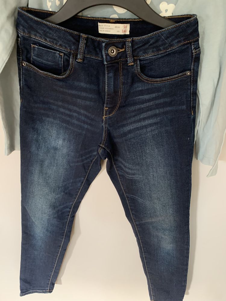 Nowa bluzka Zara, 140 cm + jeansy Zara 10 lat, stan bardzo dobry