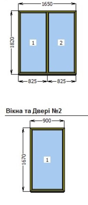 Глухі Вікна Ламінаці Горіх 165х182 і 90х167