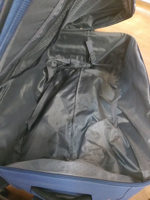 текстильна валіза на 2х колесах синя з розширювачем