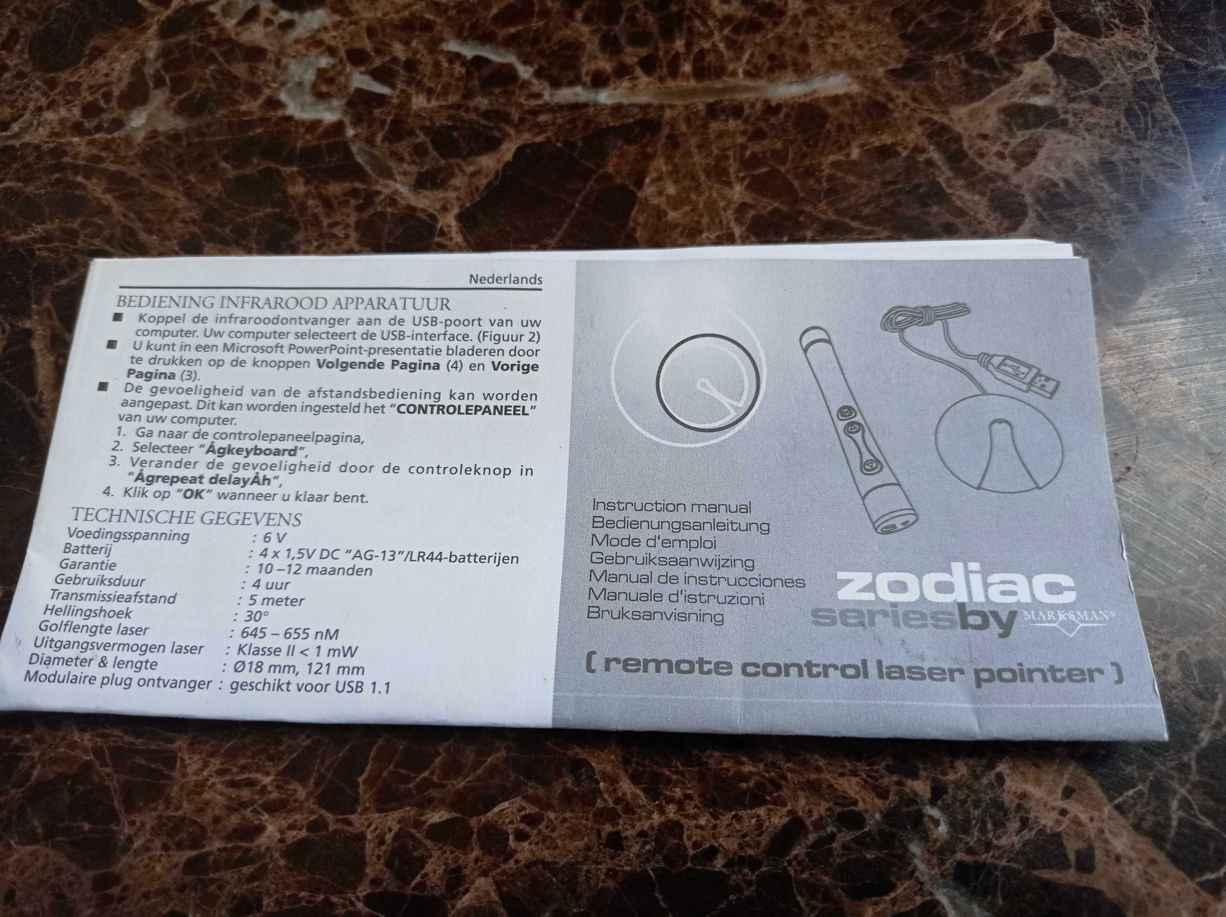 Wskaźnik laserowy do prezentacji USB Zodiac