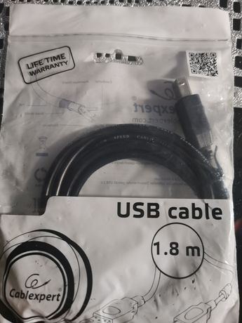 Kabel USB 2.0. wtyk A, wtyk B, dl. 1,8 m