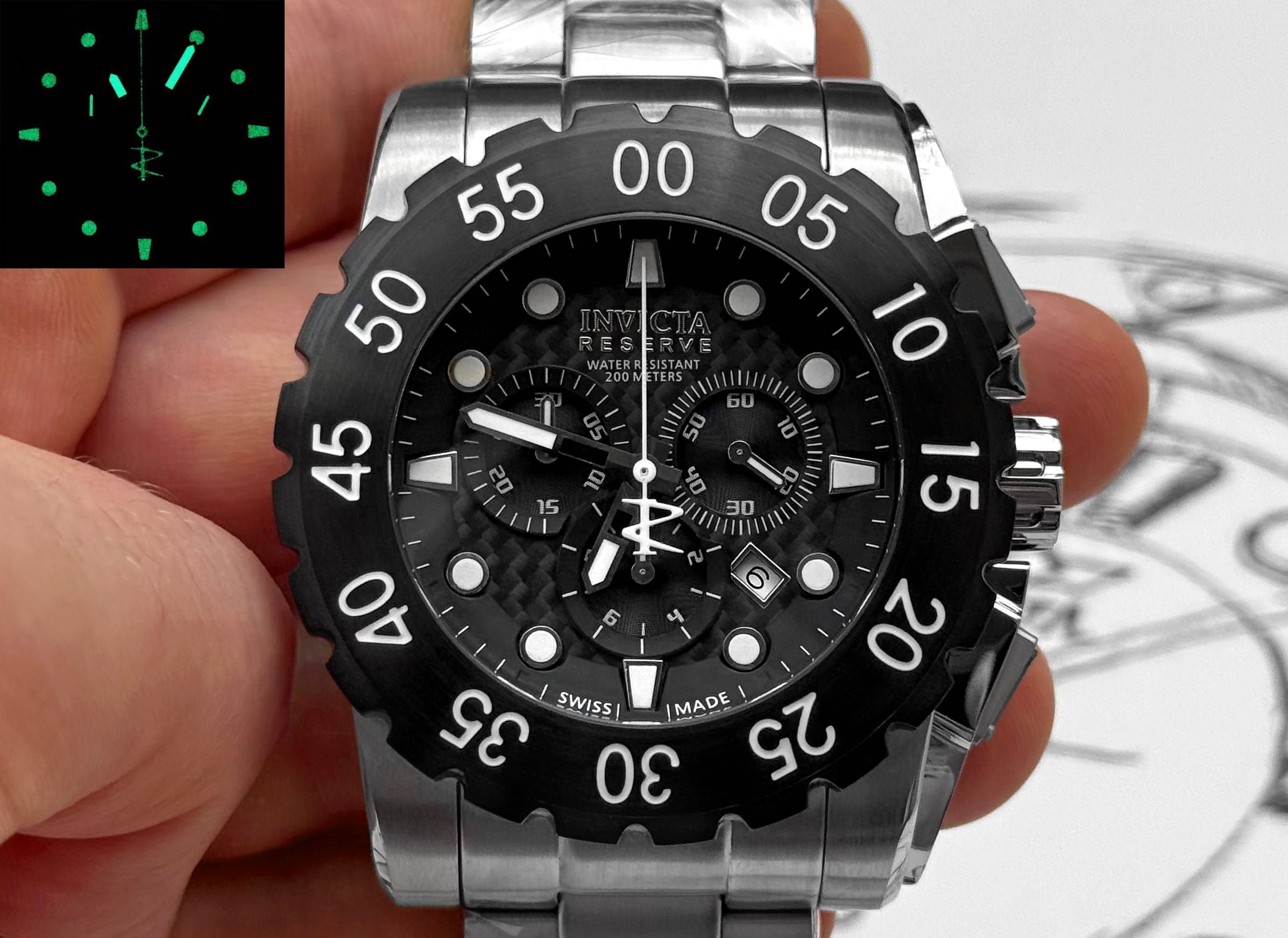 Швейцарський годинник Invicta 1957 Reserve Leviathan SWISS MADE 52 мм.