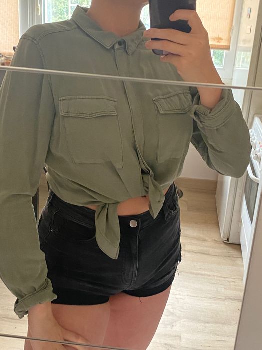 Koszula h&m 36 oliwkowa, ciemna zieleń,khaki, oryginalna