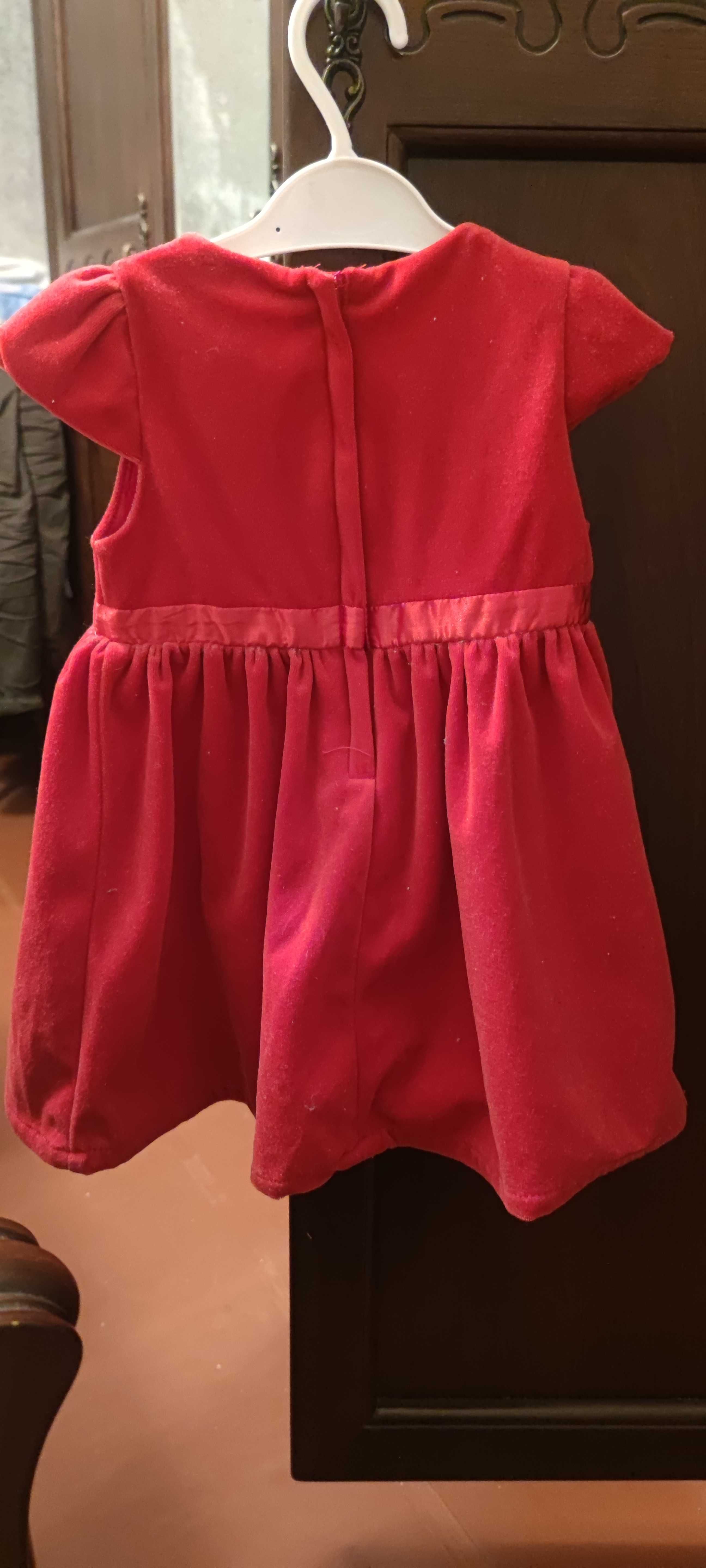 Платье красное бархатное нарядное красивое для девочки 92 размер H&M