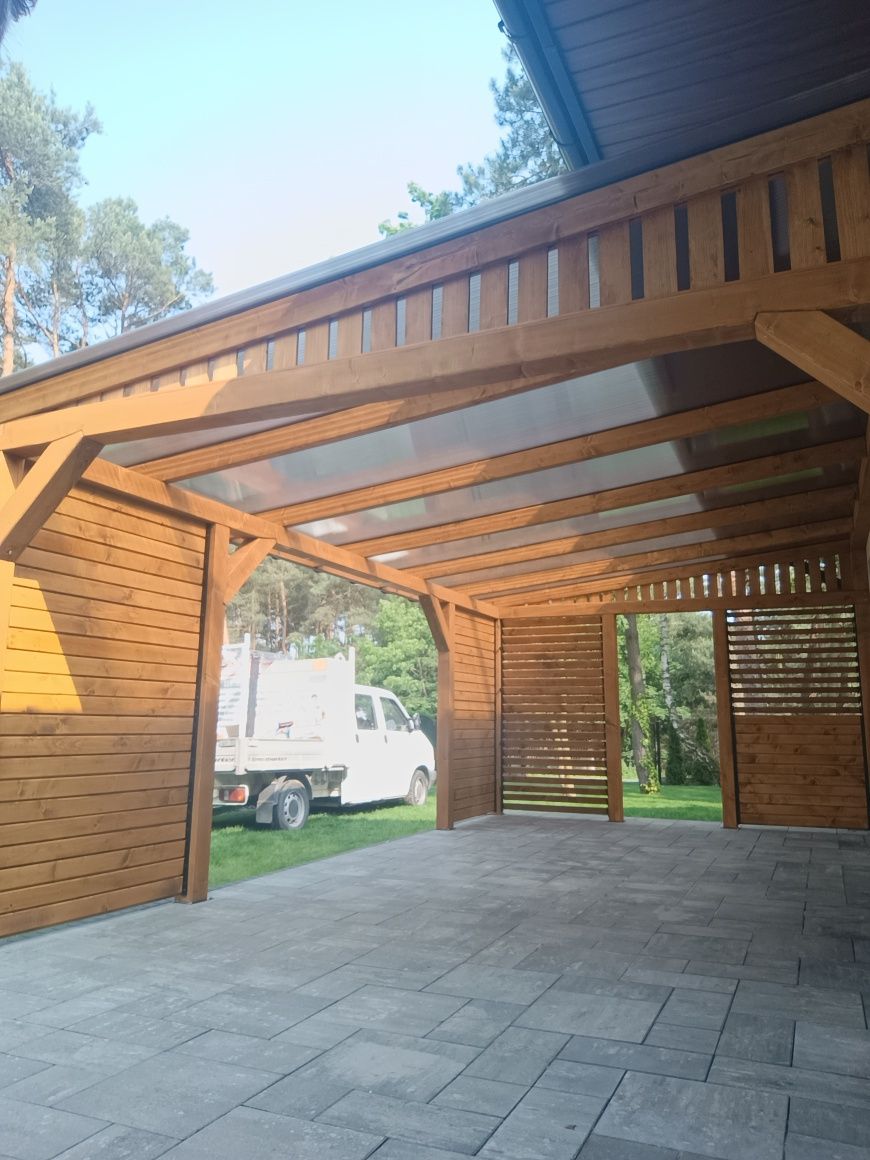 Zadaszenia tarasu wiaty drewniane garażowe carport zadaszenia z roletą