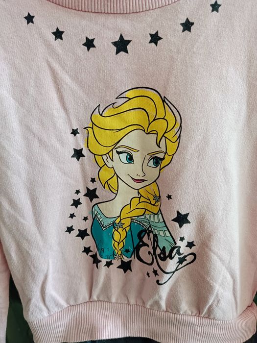 śliczna sukienka z motywem z Krainy Lodu r. 116, 5-6 lat stan BDB