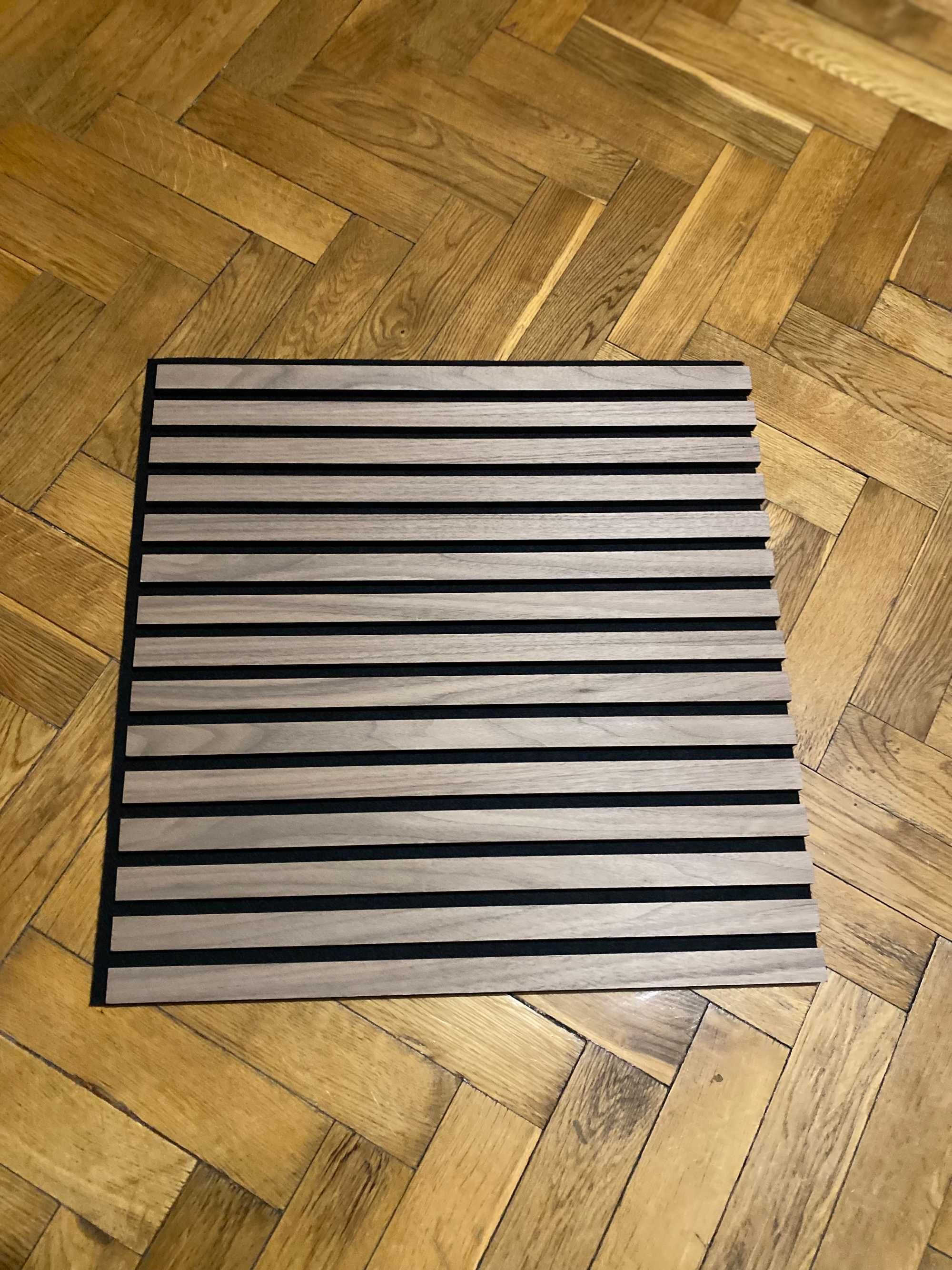 Panele na filcu z lamelami 60x60 cm , dębowo -szare