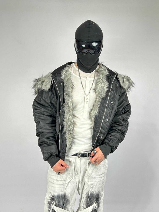 Бомбер чорний MA-1 з хутром аляска куртка курточка пуховик opium M L