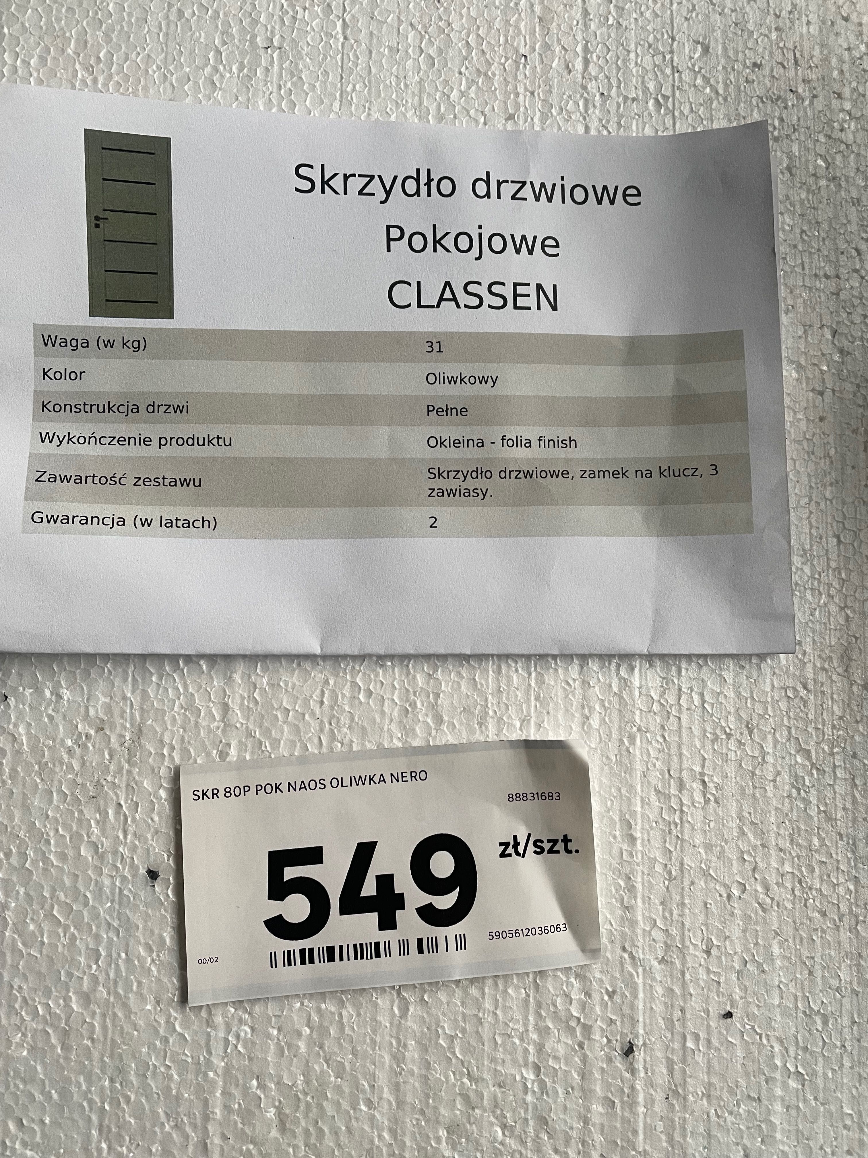 Drzwi wewnętrzne 80 prawe Classen