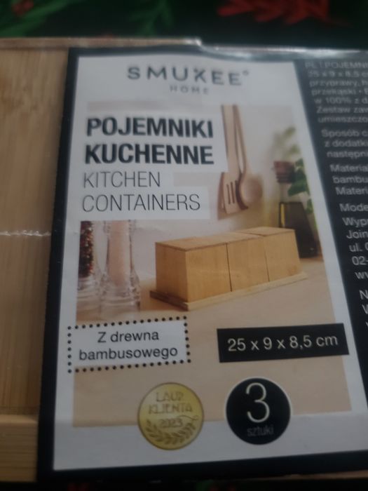 Pojemniki kuchenne 3szt. bambusowe