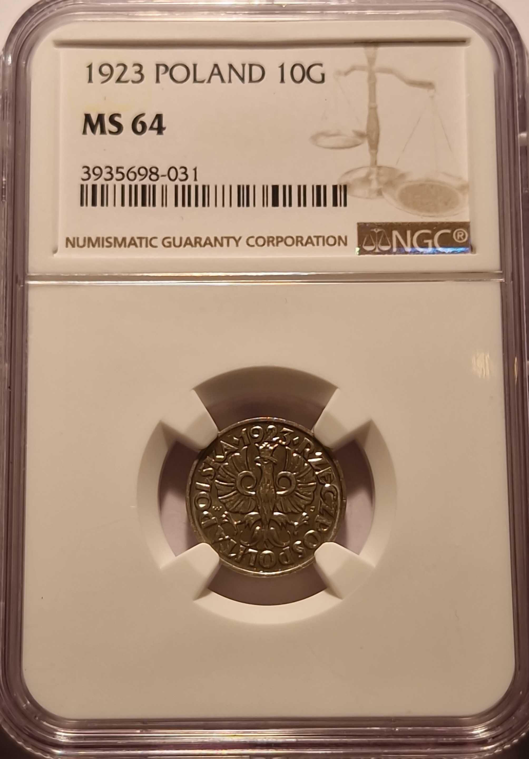 10 groszy 1923 Grading NGC MS64 PIĘKNA