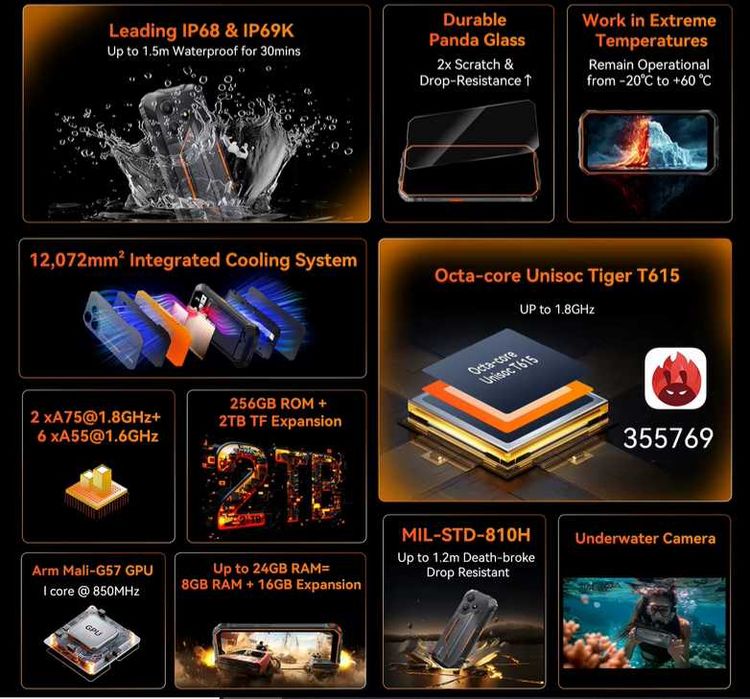 Oscal Marine 2. 12Gb(4+8)/64Gb +SD card 256Gb, 11000ma, NFC