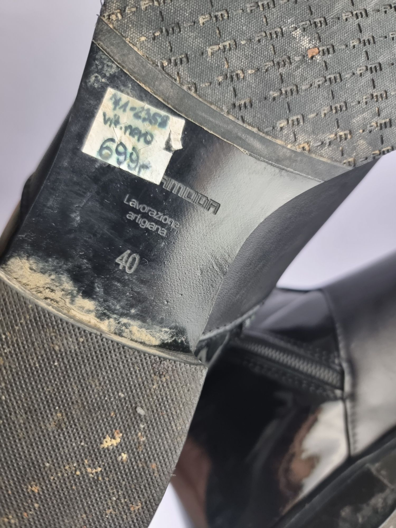 Buty czarne skórzane kozaki damskie zimowe rozmiar 40 Prima Moda