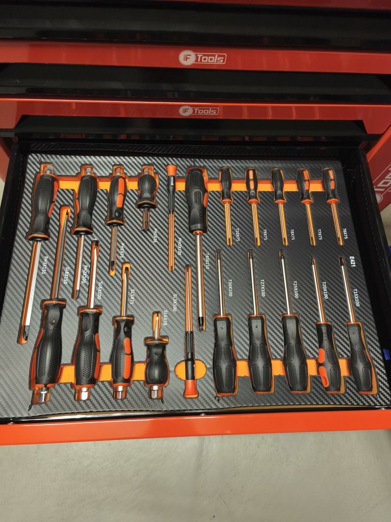 Carrinho de Ferramentas Laranja ou Azul com 7/7 gavetas completas