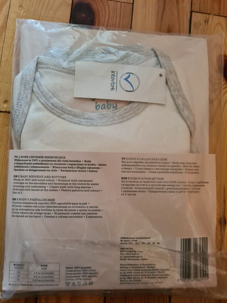body dzieciece i spodnie swiateczne Santa Mikolaj 68 cm zestaw malucha