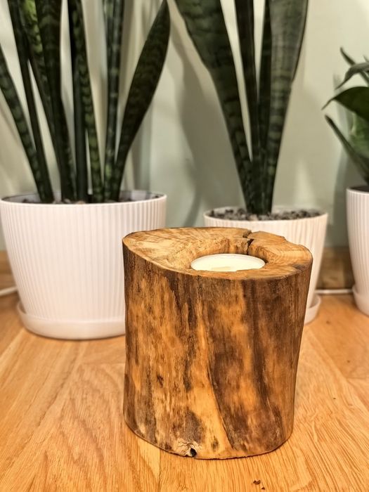 Drewniany świecznik handmade