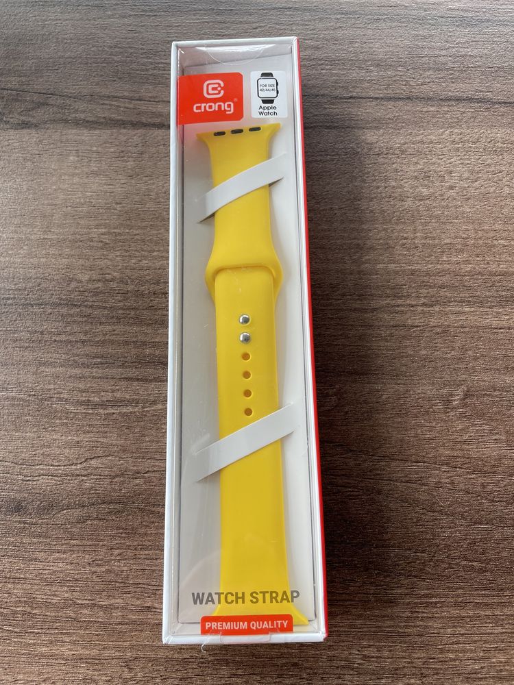 Pasek silikonowy Crong do Apple Watch 42/44/45 żółty NOWY