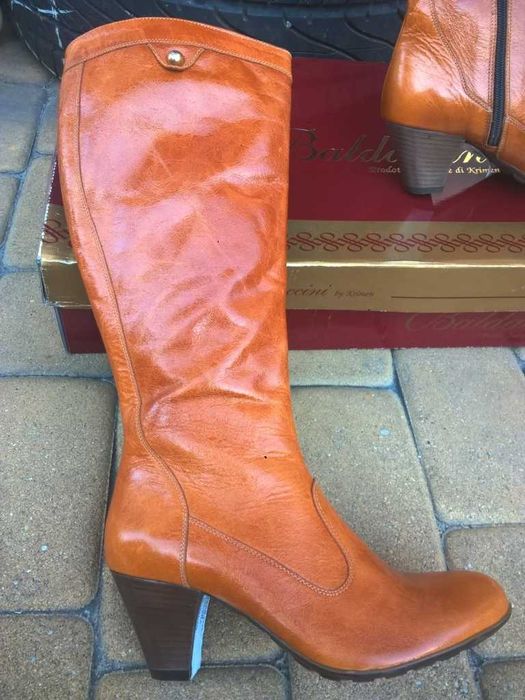 NOWE Buty-Kozaki KOWBOJKI 37 Naturalna skóra100% MIODOWY I-Klasa Gw.6m
