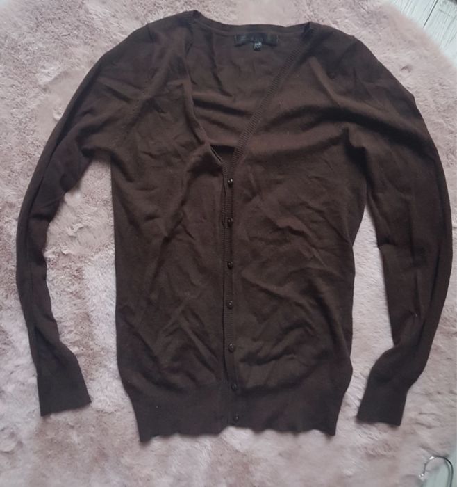 Sweterek na guziki French Collection lekki kardigan r. S czekoladowy