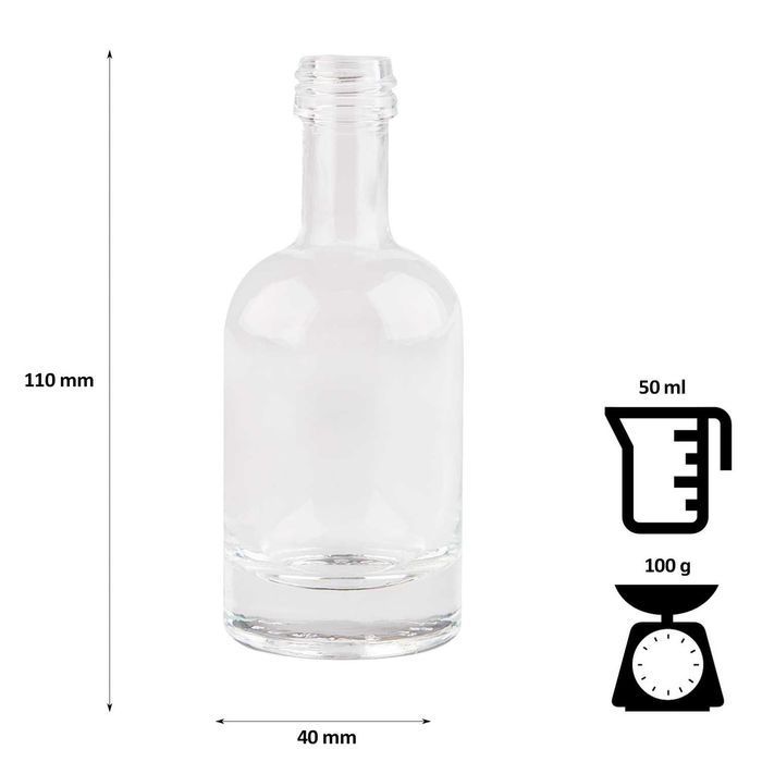 Zestaw 100x Butelka szklana TADEK 50ml na nalewki oliwę soki +zakrętki