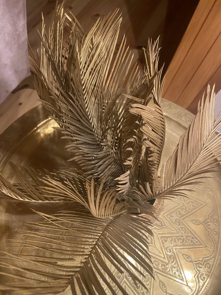 Liście palmowe prawdziwe złote wazon turcja orient