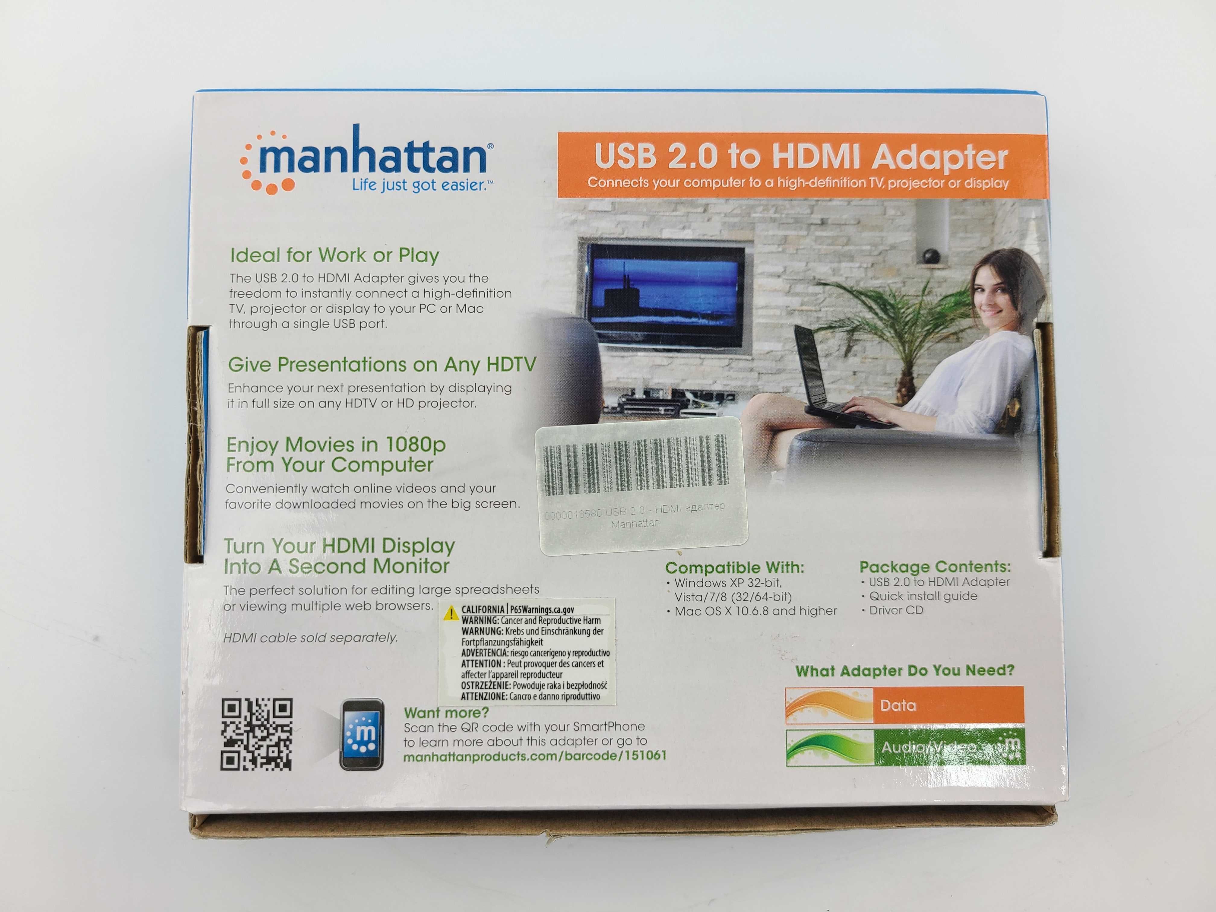 Перехідник FullHD USB 2.0 TO HDMI Manhattan