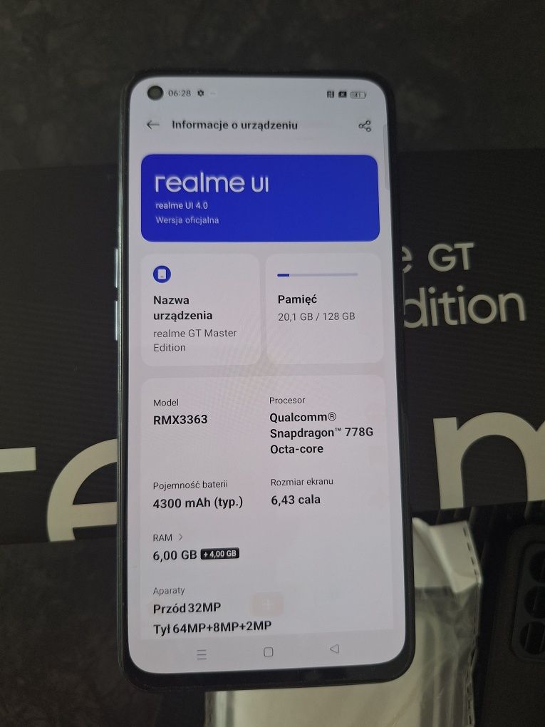 Smartfon REALME GT Master Edition 6/128GB 5G 6.43" Szary 
Smartf