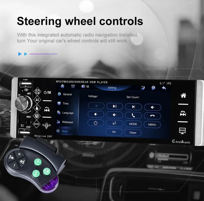 Rádio 1din 5.1 polegadas touch USB AUX Carplay e android Auto NOVO