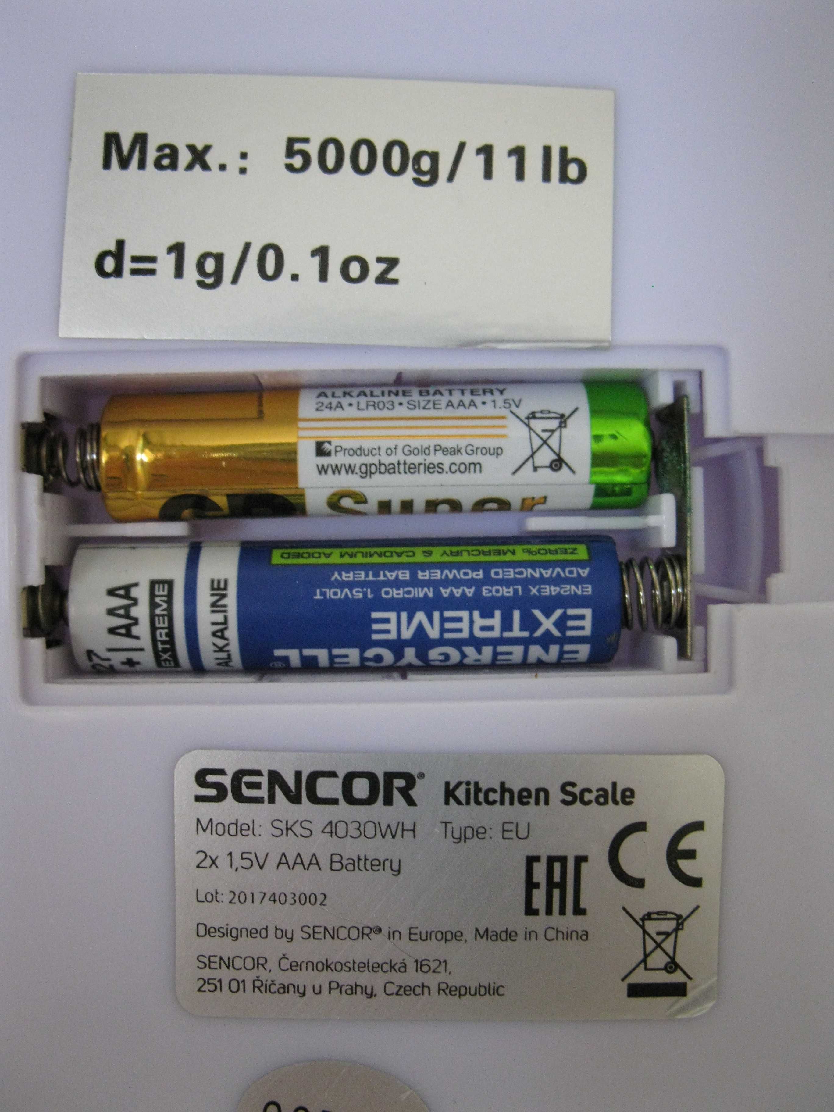 Весы электронные кухонные Sencor SKS 4030 WH