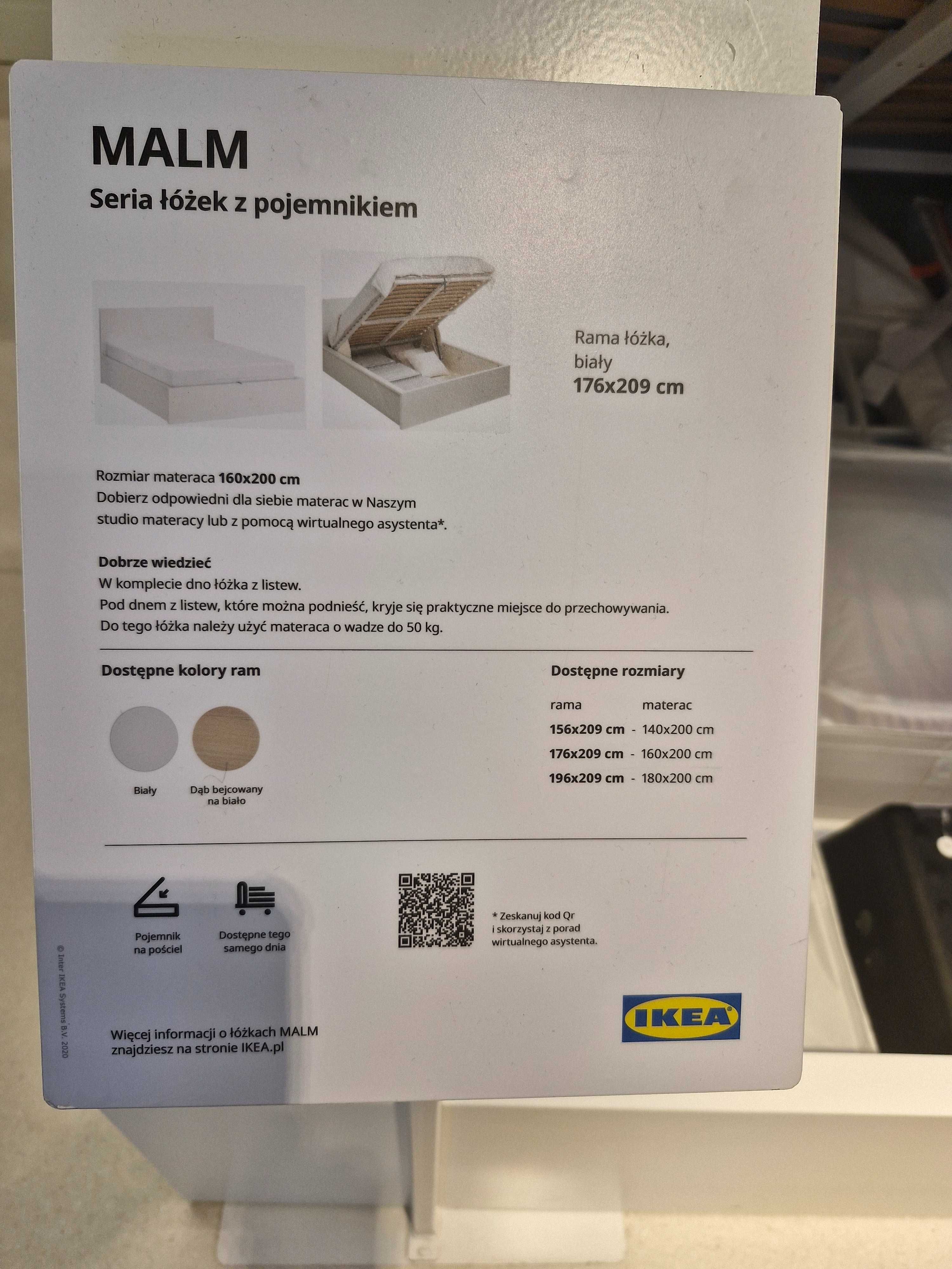 Łóżko MALM 160x200 z pojemnikiem