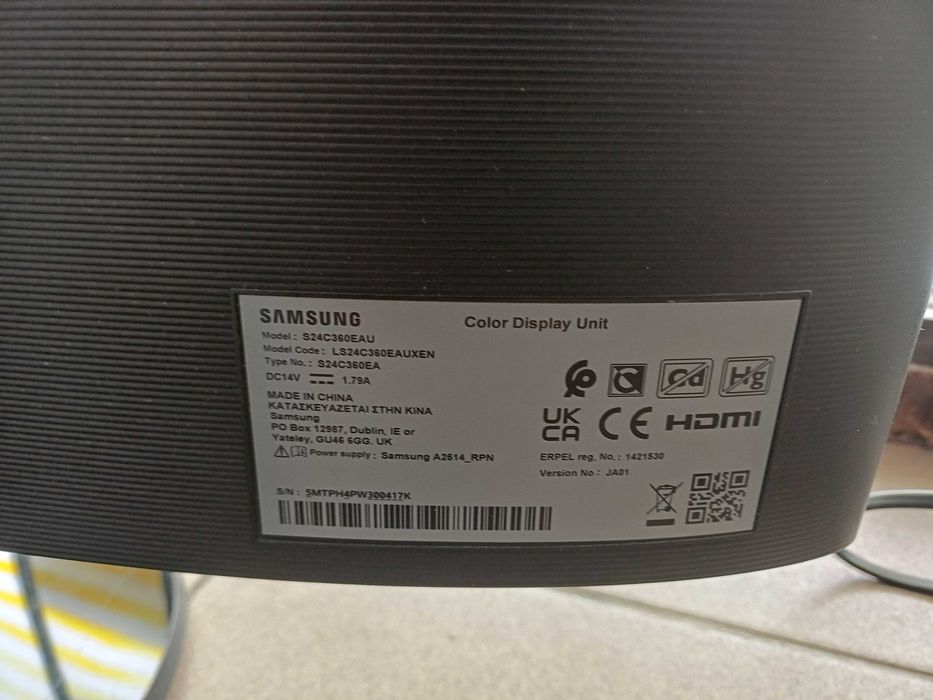 (2614/25)Monitor Samsung S24C360EAU 24" Full HD VA 75Hz 4ms