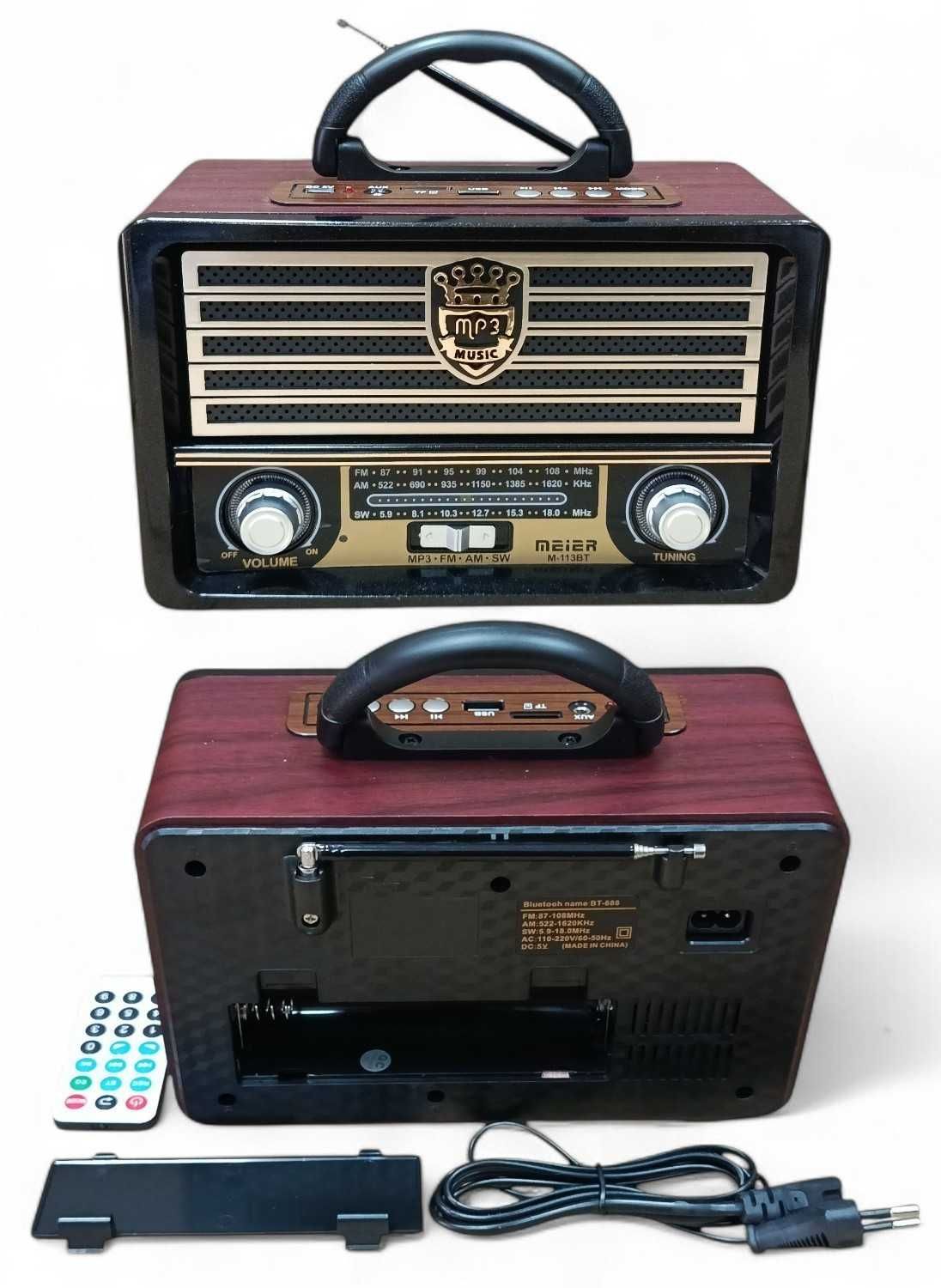 Radio RETRO Przenośne Kuchenne Głośnik Bluetooth MP3 USB TF PILOT
