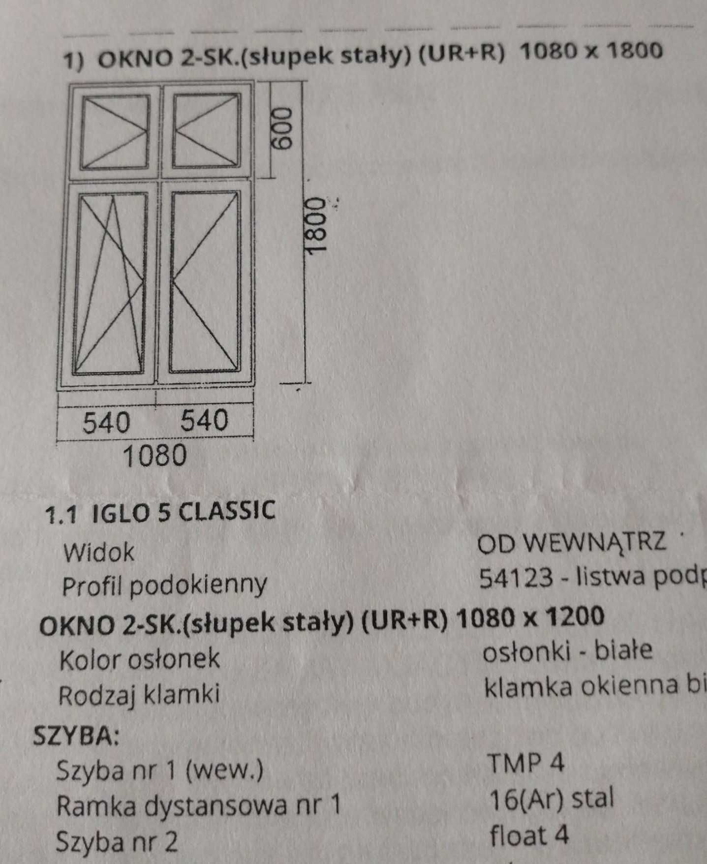 Okno czteroskrzydłowe, nowe.