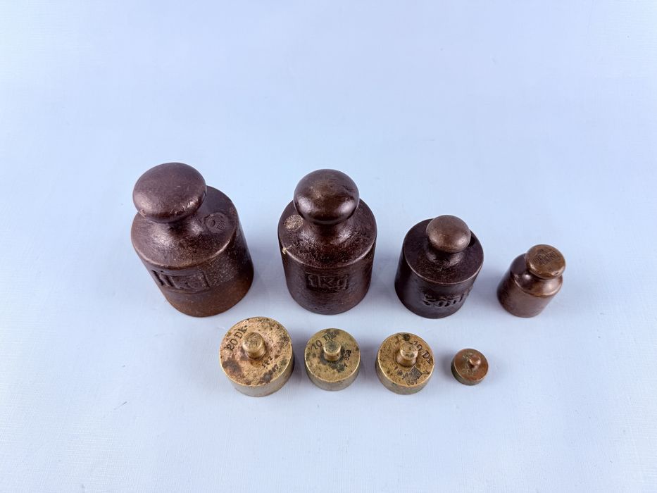 Zestaw ciężarków odważniki żeliwne mosiężne