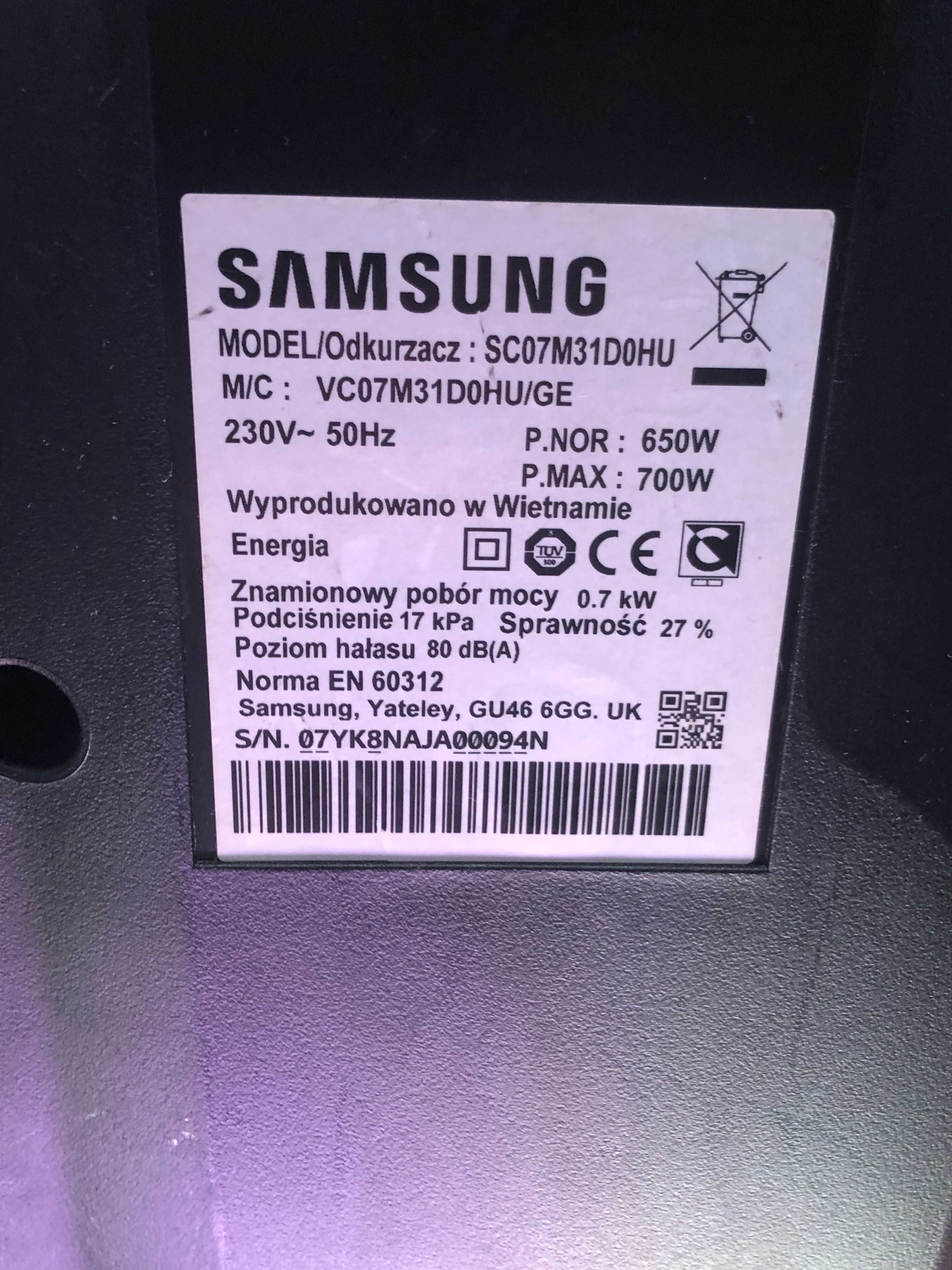 Odkurzacz bez workowy Samsung SC07M31D0HU