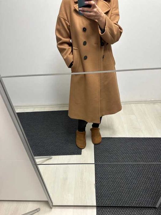 Płaszcz Zara wełna wełniay bezowy camel rozm M/L