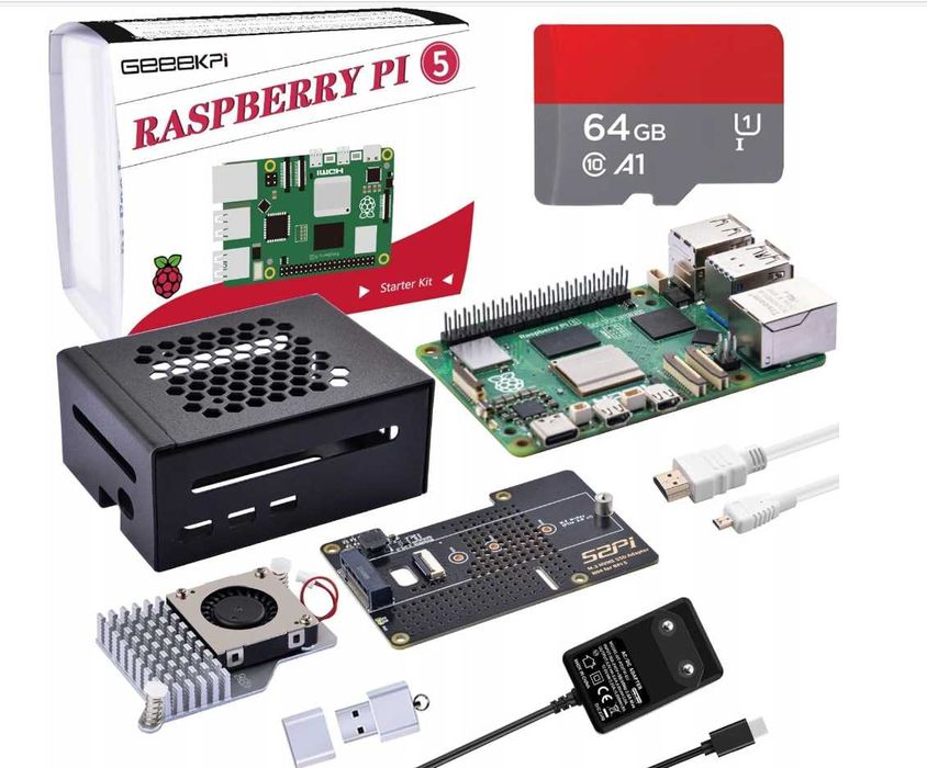 GeeekPi Raspberry Pi 5 8GB zestaw startowy z N04 M.2 NVMe SSD PCIe 64G