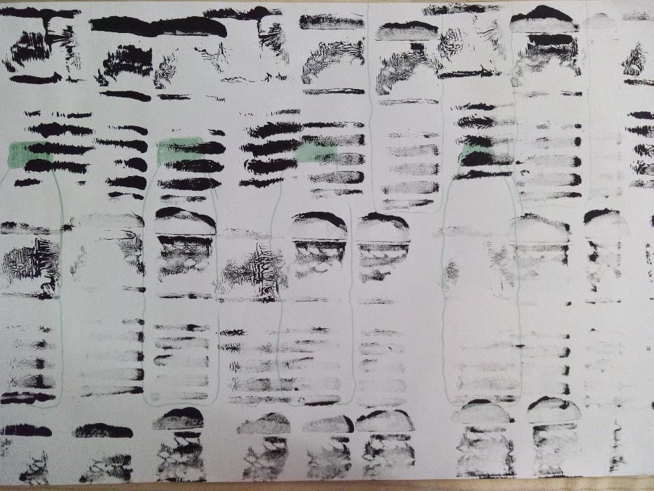 Pintura desenho acrílico e caneta feita com garrafa de água -29,7x42cm