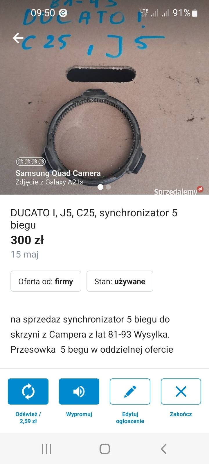 DUCATO.C25,J5 (81-93). synchronizator  1/2 ,3/4 ,5 biegu i inne czesci